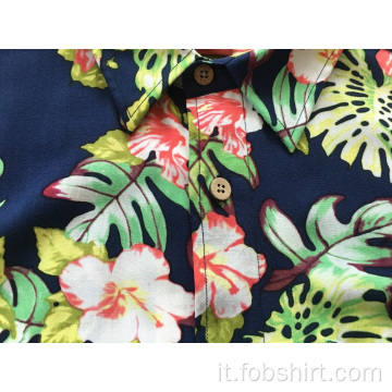 Camicia in cotone stampa Hawaii per mare